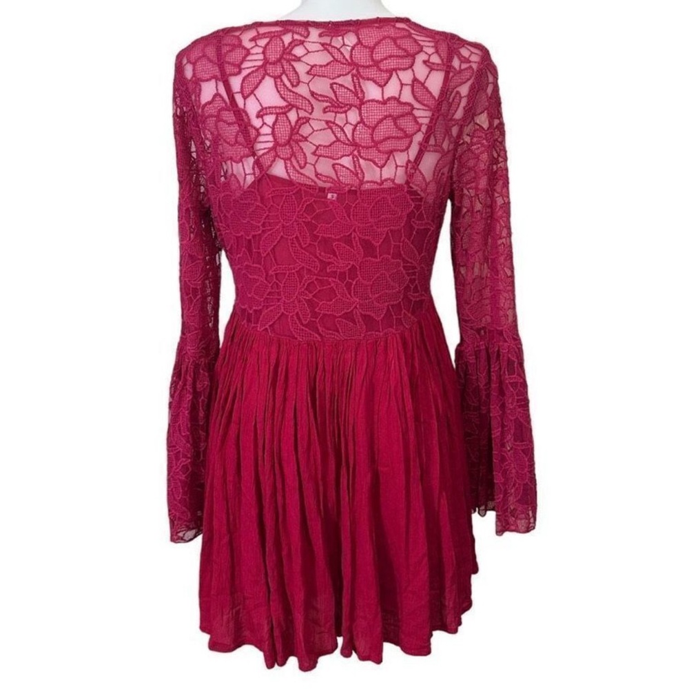 Free People With Love From India Bell Sleeve Crochet Lace Mini Boho - Picture 13 of 16
